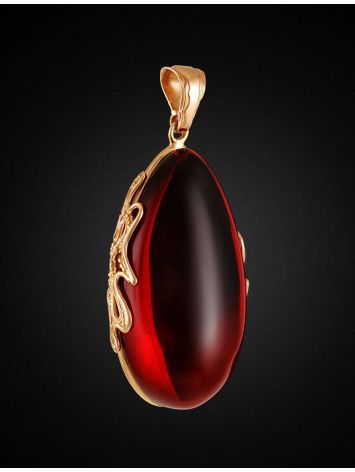 Stunning Gold-Plated Pendant With Red Amber The Cascade, image , picture 2