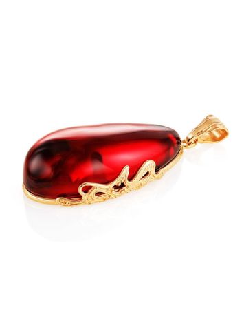 Stunning Gold-Plated Pendant With Red Amber The Cascade, image , picture 3