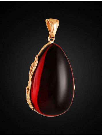 Bold Red Amber Pendant In Gold-Plated Silver The Cascade, image , picture 3