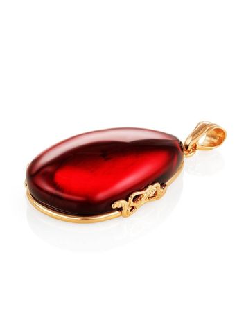 Bold Red Amber Pendant In Gold-Plated Silver The Cascade, image , picture 4