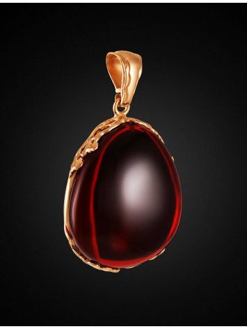 Gold-Plated Pendant With Bold Amber Stone The Cascade, image , picture 4