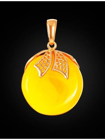 Bold Round Amber Pendant In Gold-Plated Silver The Cascade, image , picture 2