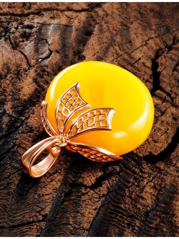 Bold Round Amber Pendant In Gold-Plated Silver The Cascade, image , picture 3