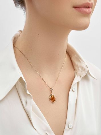 Oval Gold Plated Amber Pendant The Ellas, image , picture 3