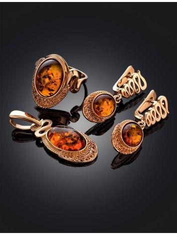 Oval Amber Pendant In Gold With Crystals The Raphael, image , picture 4