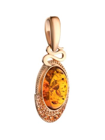 Oval Amber Pendant In Gold With Crystals The Raphael, image , picture 3