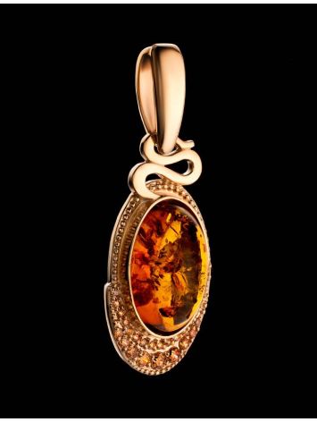 Oval Amber Pendant In Gold With Crystals The Raphael, image , picture 2