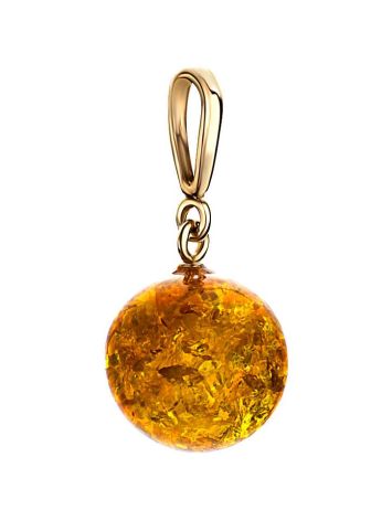 Round Gold-Plated Pendant With Cognac Amber The Jupiter, image , picture 4
