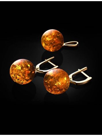 Round Gold-Plated Pendant With Cognac Amber The Jupiter, image , picture 5