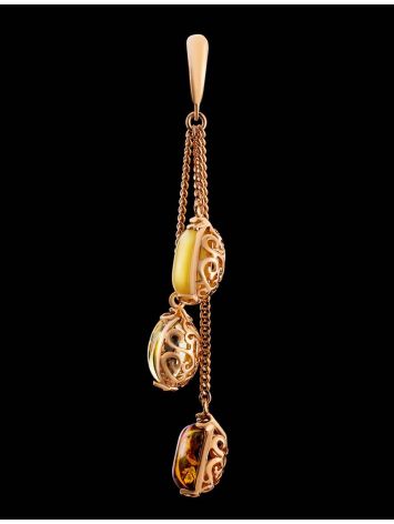 Dangle Amber Pendant In Gold-Plated Silver The Casablanca, image , picture 2