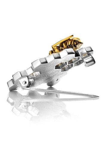 Multicolor Amber Brooch In Sterling Silver The Bee, image , picture 4