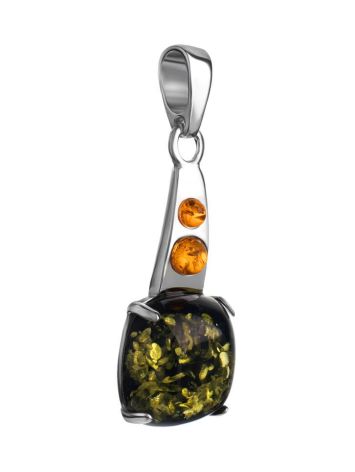 Bright Silver Pendant With Green And Cognac Amber The Prussia, image , picture 4