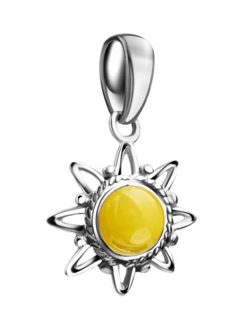 Silver Sun Shaped Pendant With Honey Amber The Helios, image , picture 4
