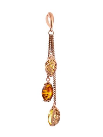 Dangle Amber Pendant In Gold-Plated Silver The Casablanca, image , picture 3