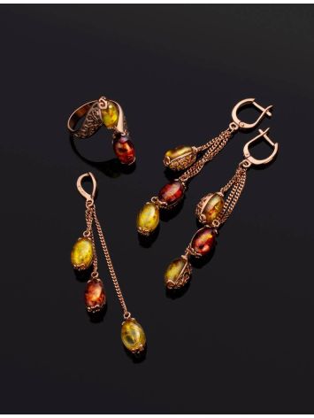 Dangle Amber Pendant In Gold-Plated Silver The Casablanca, image , picture 4