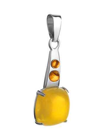 Adorable Square Silver Pendant With Homey Amber The Prussia, image , picture 2
