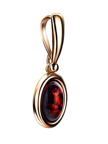 Gold-Plated Pendant With Cherry Amber The Goji, image , picture 3