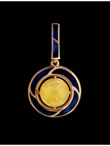 Amber and Blue Enamel Pendant In Gold-Plated Silver The Empire, image , picture 2