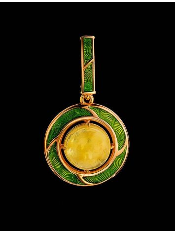 Amber and Green Enamel Pendant In Gold-Plated Silver The Empire, image , picture 2