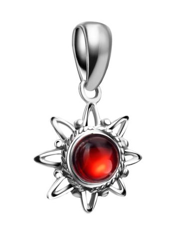 Silver Pendant With Cherry Amber The Helios, image , picture 4