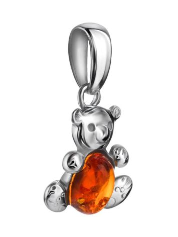 Silver Teddy Bear Pendant With Cognac Amber, image , picture 3