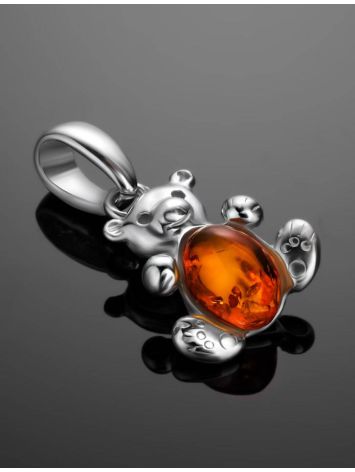 Silver Teddy Bear Pendant With Cognac Amber, image , picture 2