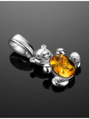 Silver Teddy Bear Pendant With Lemon Amber, image , picture 2