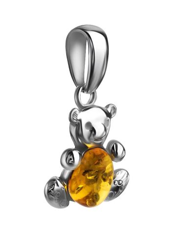 Silver Teddy Bear Pendant With Lemon Amber, image , picture 3