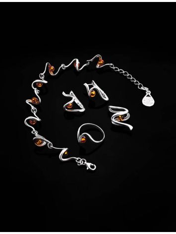 Cognac Amber Pendant In Sterling Silver The Leia, image , picture 4