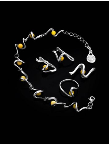 Wavy Amber Pendant In Sterling Silver The Leia, image , picture 4