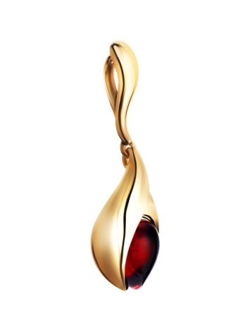 Gold-Plated Pendant With Cherry Amber The Peony, image , picture 3