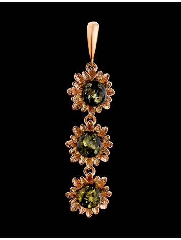 Green Amber Pendant In Gold-Plated Silver The Aster, image , picture 2