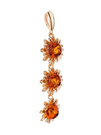 Amber Dangle Pendant In Gold-Plated Silver The Aster, image , picture 4