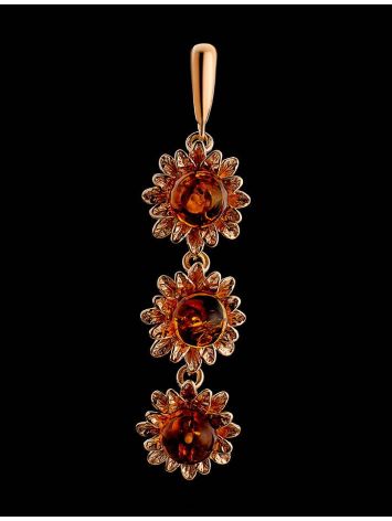 Amber Dangle Pendant In Gold-Plated Silver The Aster, image , picture 3
