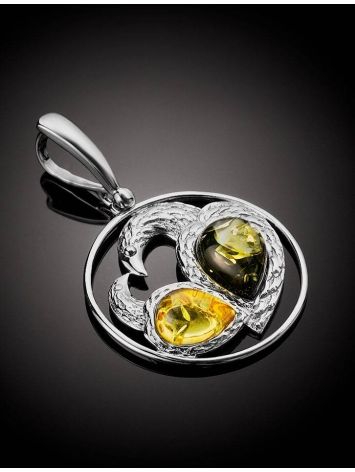 Bright Round Silver Pendant With Amber Eagles The Eagles, image , picture 2