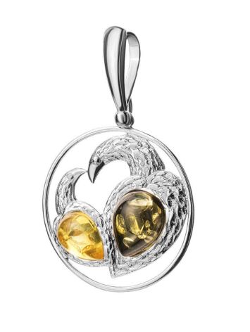 Bright Round Silver Pendant With Amber Eagles The Eagles, image , picture 3