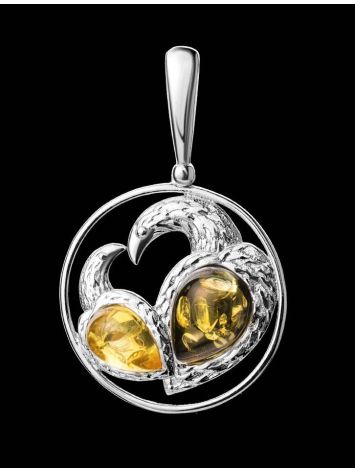Bright Round Silver Pendant With Amber Eagles The Eagles, image , picture 4