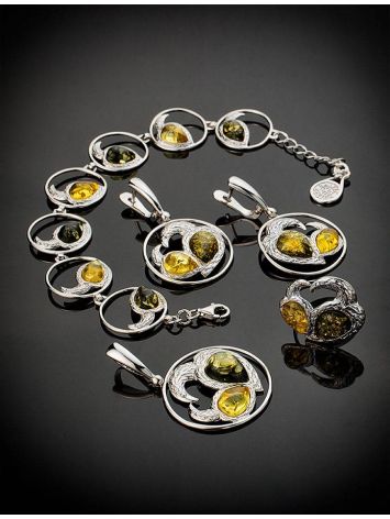 Bright Round Silver Pendant With Amber Eagles The Eagles, image , picture 5