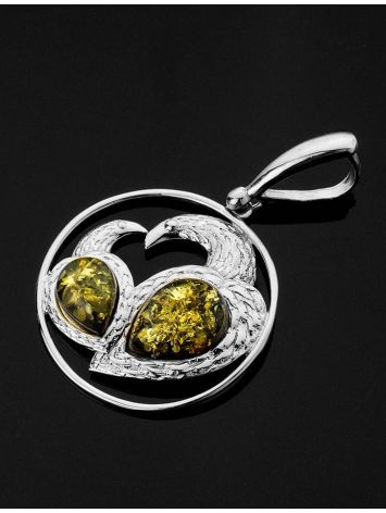 Bold Round Amber Pendant In Silver The Eagles, image , picture 2