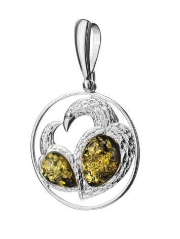 Bold Round Amber Pendant In Silver The Eagles, image , picture 3