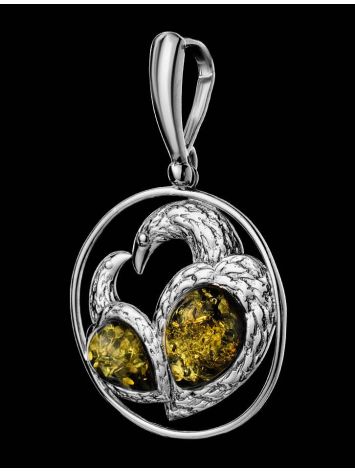 Bold Round Amber Pendant In Silver The Eagles, image , picture 5
