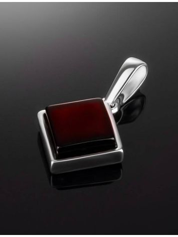 Square Silver Pendant With Cherry Amber The Ovation, image , picture 2