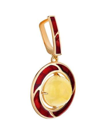 Amber And Red Enamel Pendant In Gold-Plated Silver The Empire, image , picture 3