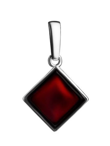 Square Silver Pendant With Cherry Amber The Ovation, image , picture 3