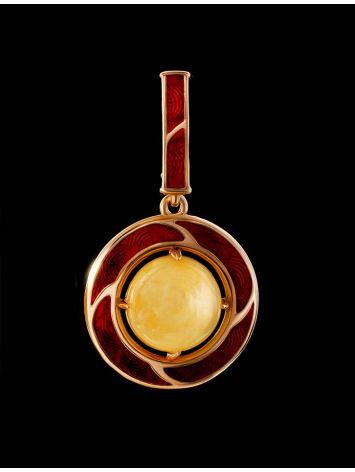 Amber And Red Enamel Pendant In Gold-Plated Silver The Empire, image , picture 2