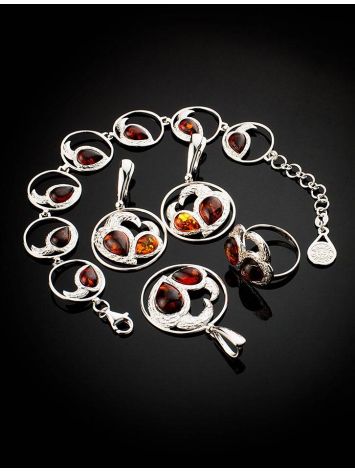 Fabulous Cognac Amber Pendant In Sterling Silver The Eagles, image , picture 5