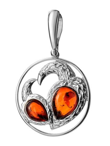 Fabulous Cognac Amber Pendant In Sterling Silver The Eagles, image , picture 4