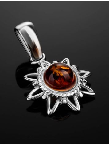 Cognac Amber Pendant In Sterling Silver The Helios, image , picture 2