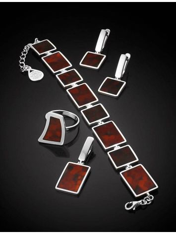 Square Amber Pendant In Sterling Silver The London, image , picture 5