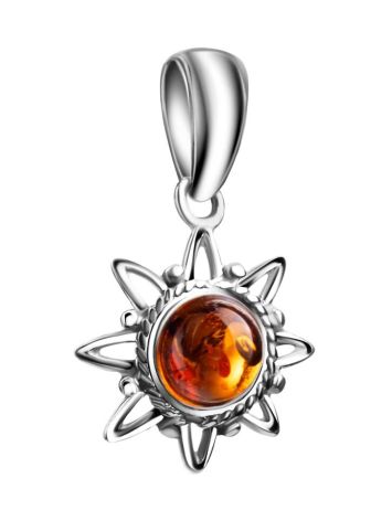 Cognac Amber Pendant In Sterling Silver The Helios, image , picture 4